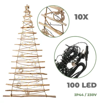 Choinka ECO duża z ozdobami + światełka zewnętrzne 230V