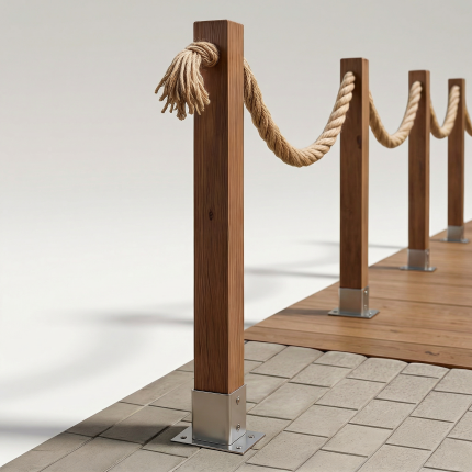 Płot żeglarski przykręcany- wysokość 100cm ciemny brąz