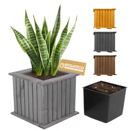 Doniczka drewniana lamelowa kolumna z wkładem W25/S25/D25