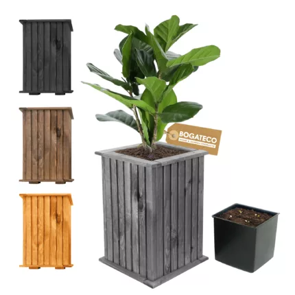 Doniczka drewniana lamelowa kolumna z wkładem W40/S25/D25