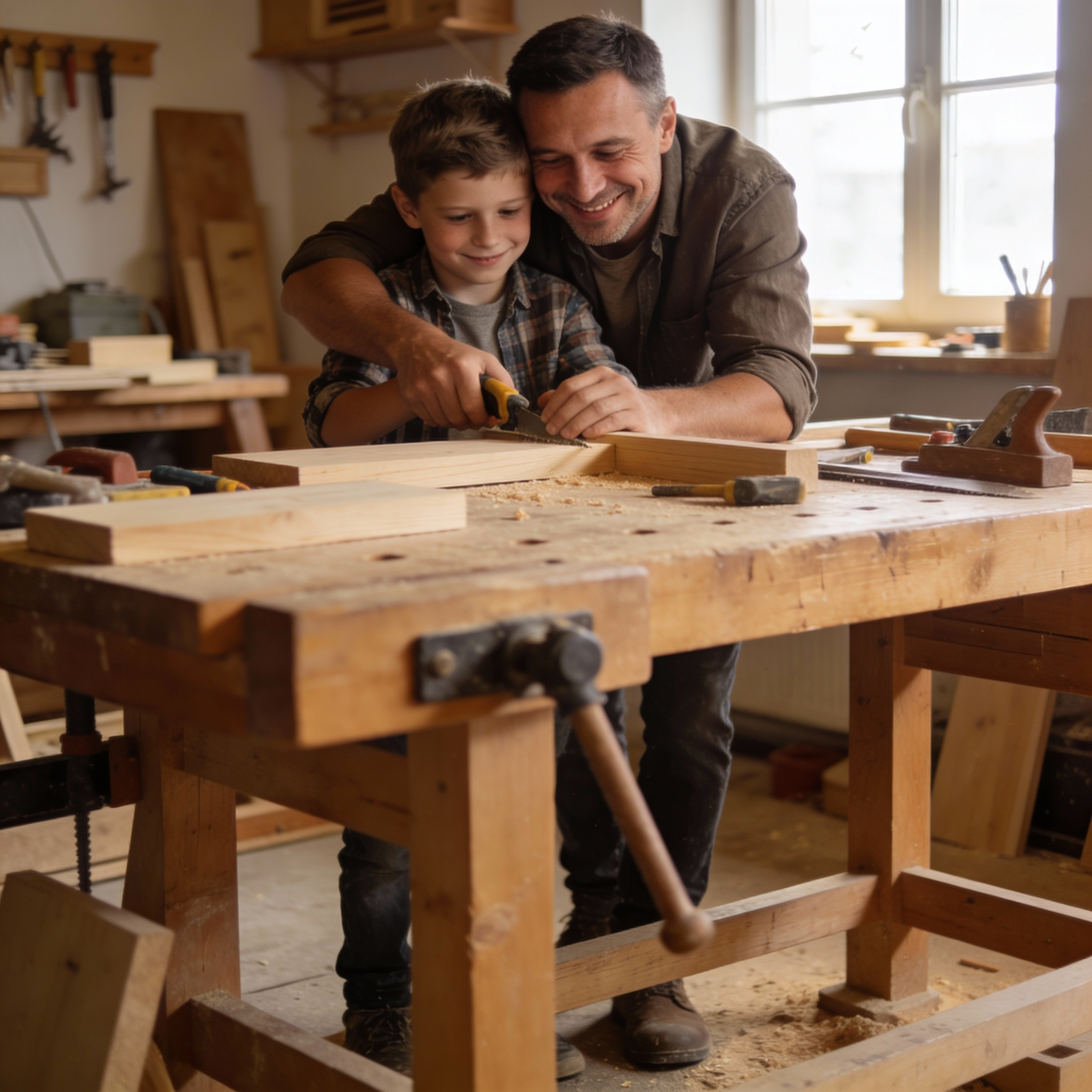 freepik ojciec i syn w przytulnej dobrze owietlonej stolar 72864