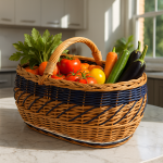 Kosz wiklinowy bagażówka zdobiony - obrazek 4