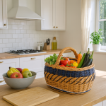 Kosz wiklinowy bagażówka zdobiony - obrazek 2